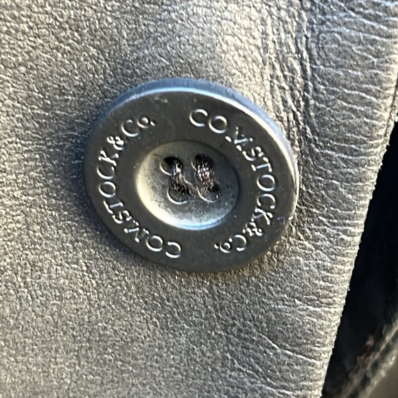 Comstock & Co Leather Jacket Size 46 Black Buttons Pockets Grunge MInim… - Picture 6 of 16